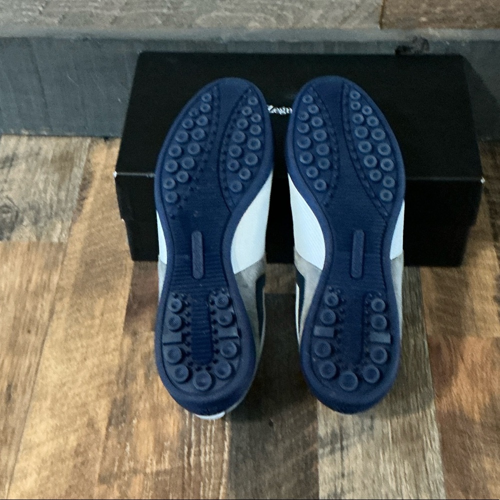 Zegna Sport White Leather Trainers – Blue Stripe – Men’s Size 12 - Picture 12 of 12